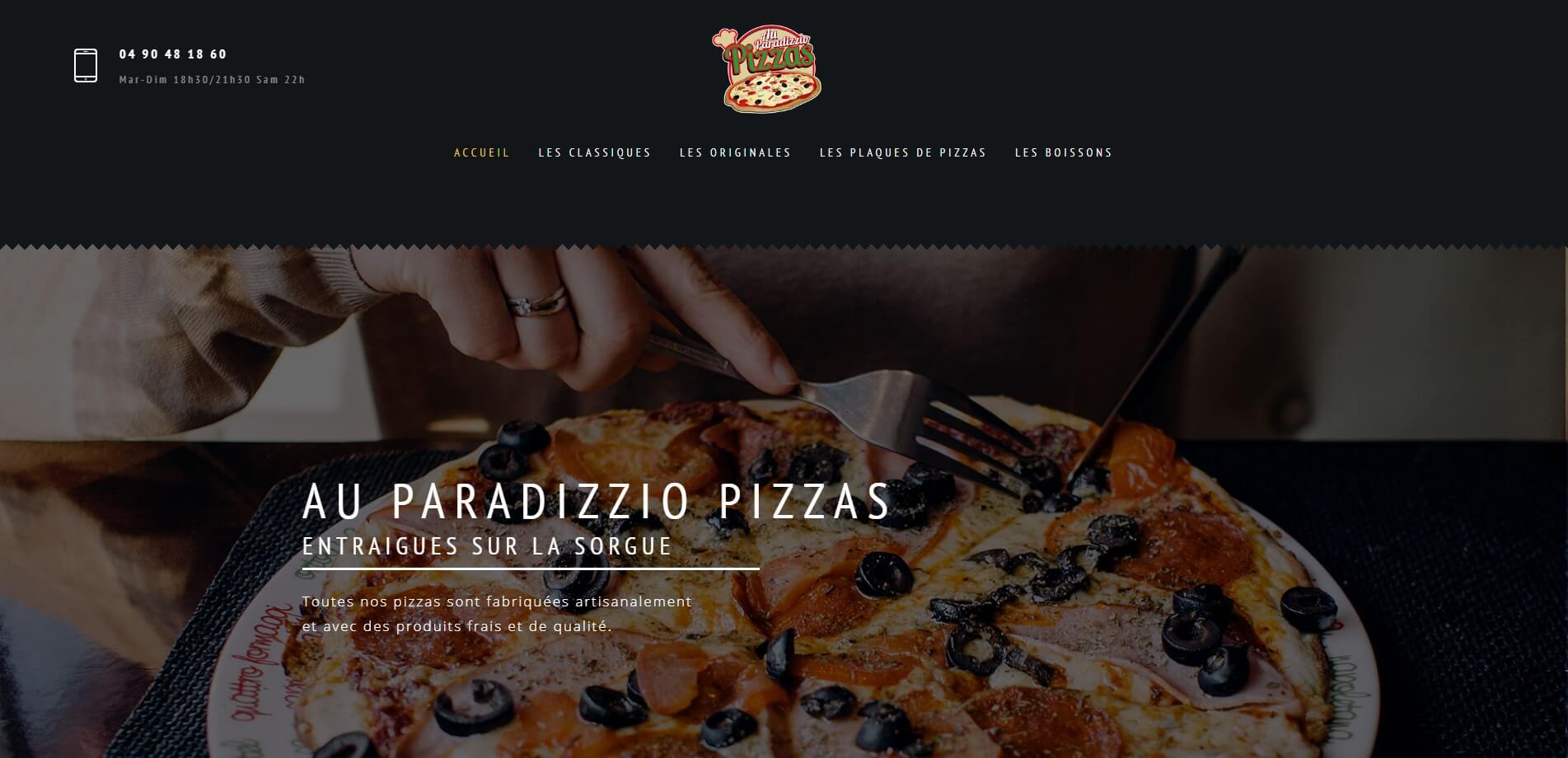 Découvrir la réalisation du site web pour AU PARADIZZIO PIZZAS